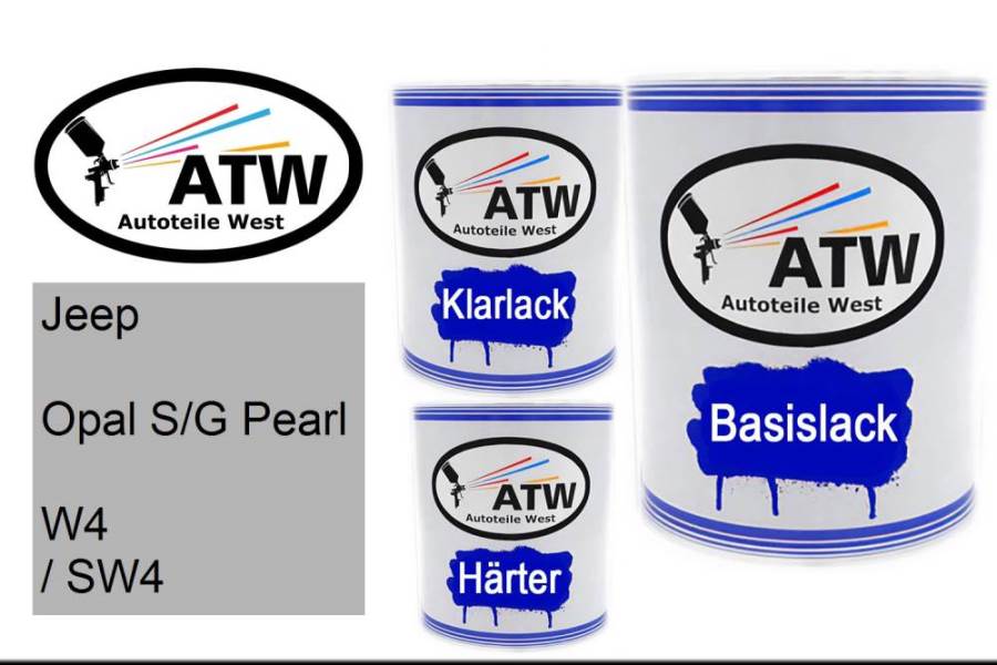 Jeep, Opal S/G Pearl, W4 / SW4: 1L Lackdose + 1L Klarlack + 500ml Härter - Set, von ATW Autoteile West.